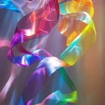 A cascade of rainbow light ribbons swirling softly.