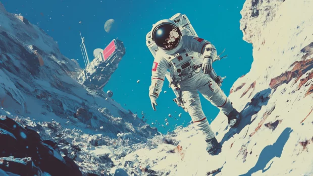 A cinematic astronaut scene that is perfect as your 4K space desktop wallpaper.