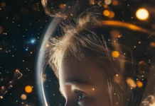A cinematic view of an astronaut approaching a cosmic rift, optimized as an Astronaut in Space Wallpaper for iPhone.
