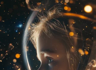 A cinematic view of an astronaut approaching a cosmic rift, optimized as an Astronaut in Space Wallpaper for iPhone.