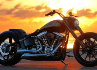A classic Harley Davidson silhouette against sunrise, best rated Harley Davidson wallpapers PC.