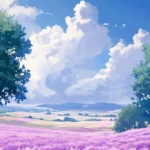 A clean summer wallpaper featuring light lavender fields.