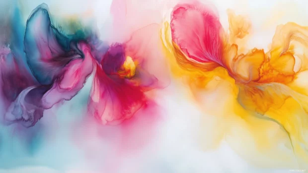 A colorful watercolor background featuring a mix of vibrant hues.