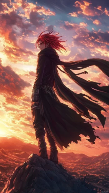 A cool anime boy with spiky silver hair, wearing a leather jacket, standing in front of a glowing cyberpunk cityscape at night.