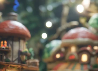 A cozy village background surrounds Mario and Luigi as they wave to cheering Toads.