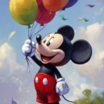 A cute Mickey Mouse Clubhouse wallpaper focusing on Mickey holding balloons.