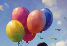 A cute Mickey Mouse Clubhouse wallpaper focusing on Mickey holding balloons.