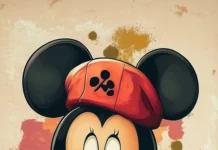 A cute Mickey Mouse wallpapers depiction with classic cartoon aesthetics.