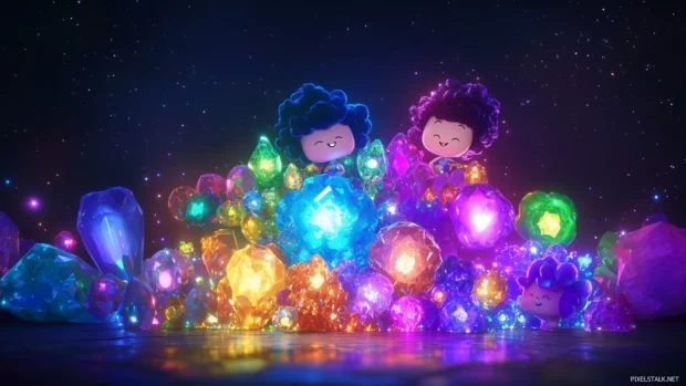 A fun mashup of characters from Steven Universe, including Steven and the Crystal Gems, with colorful gems sparkling around them and the Cartoon Network logo below.