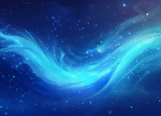 A glowing aurora dancing gracefully across a star filled sky.