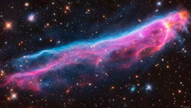 A glowing nebula with vivid colors stretching across the cosmos.
