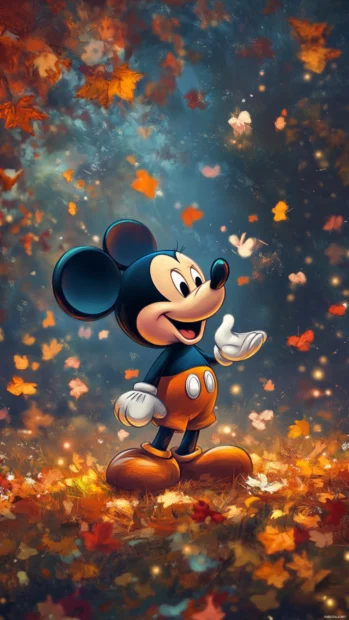 A joyful Mickey Mouse wallpapers scene surrounded by disney magic.