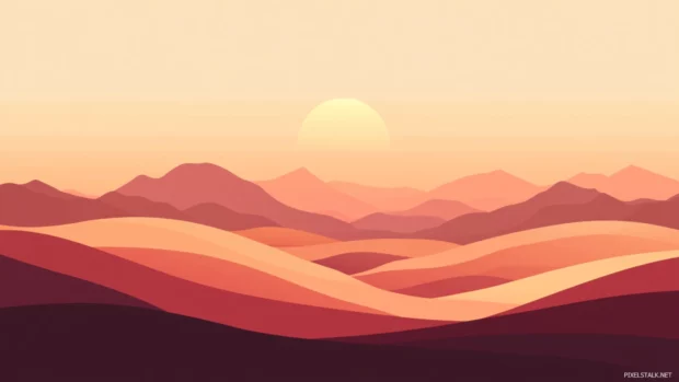 A minimalist desert landscape with rolling dunes, suitable for Windows 10 lock screen wallpaper.