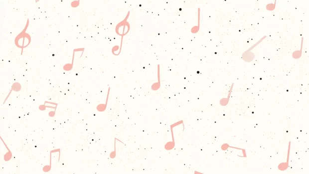 A minimalist pattern of monochrome music notes and clefs on a soft gradient background, creating a subtle yet elegant music aesthetic perfect for wallpaper.