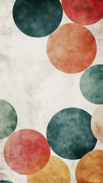 A minimalist retro iPhone wallpaper with overlapping circles in muted pastel tones, creating a clean and vintage aesthetic, Retro style.