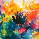 A mix of bright hues in a vibrant colorful watercolor background.