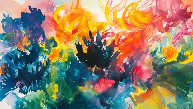 A mix of bright hues in a vibrant colorful watercolor background.