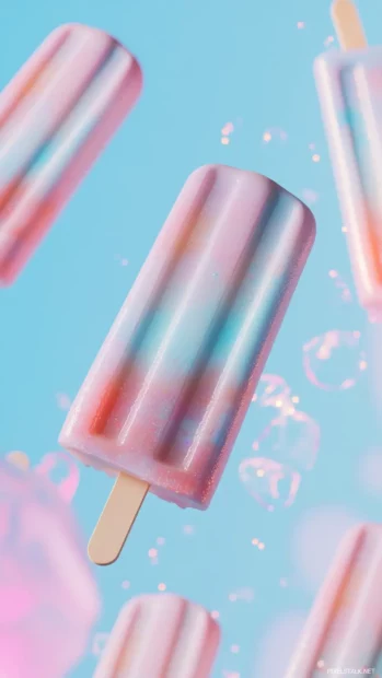 A pastel summer popsicle pattern dancing across the screen with soft blue and pink highlights.