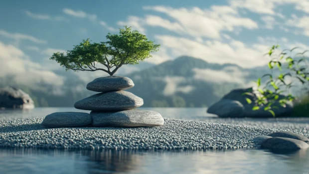 A peaceful Japanese zen garden among top rated 8K wallpapers for PC.