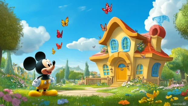 A playful Mickey Mouse Clubhouse where Pluto chases butterflies.