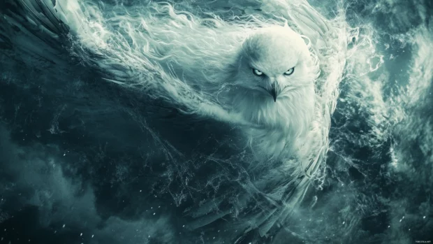 A powerful portrait of Hedwig in the heart of a magical storm.