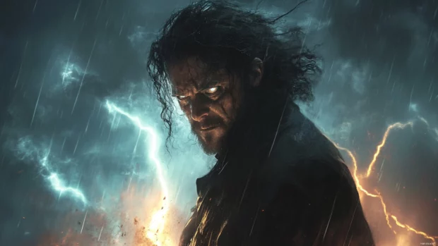 A powerful portrait of Sirius Black in the heart of a magical storm.