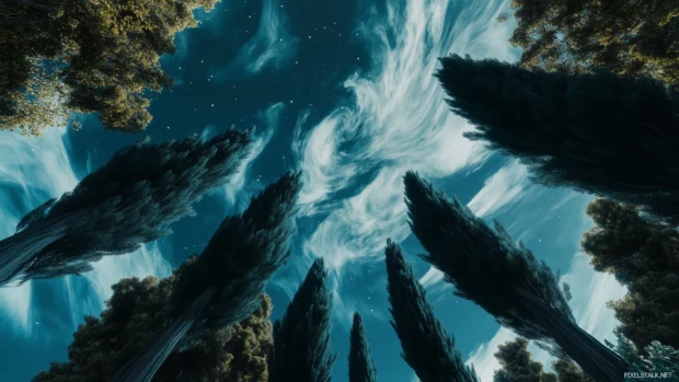 A realistic reimagining of Van Gogh Starry Night with textured swirling clouds, bright stars, and the towering cypress trees, blending art with realism in a stunning night sky scene.