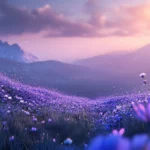 A scenic meadow of violet and indigo blooms, perfect for aesthetic purple floral wallpaper for PC.