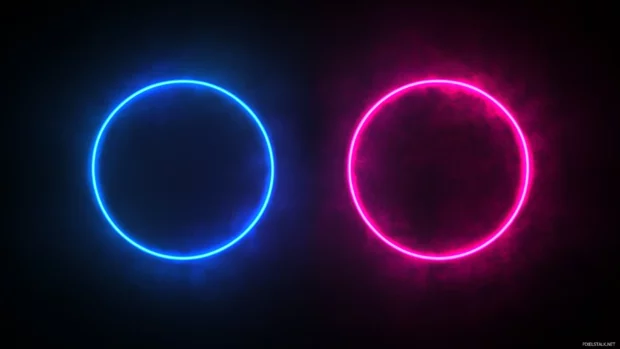 A simple neon infinity loop glowing in cyan and magenta against black, Vector illustration.