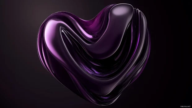 A simple yet elegant purple neon heart pulsating in a minimalist style, with a gradient glow fading into black.