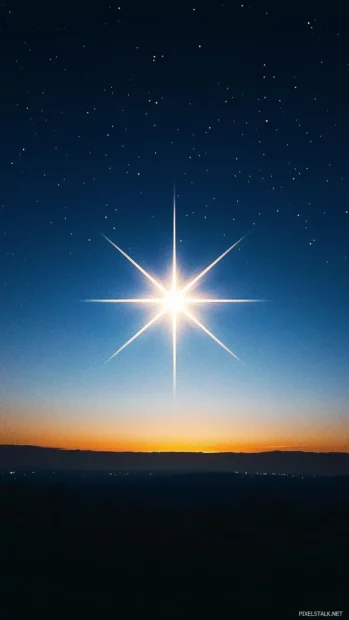 A single bright white star shining in the vast darkness of space, surrounded by a subtle aura of light, creating a minimalist and peaceful night sky.