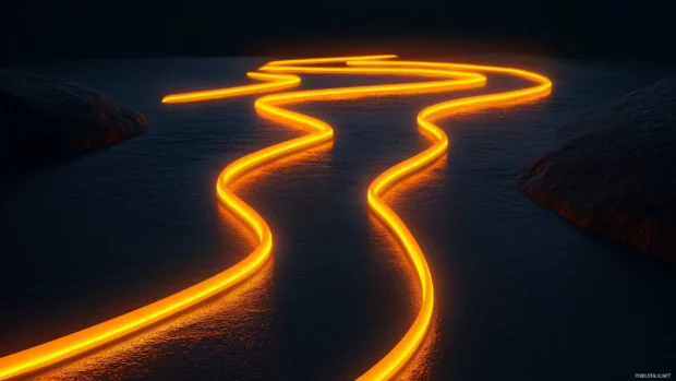 A single glowing neon line tracing smooth curves across a dark background (2).