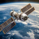 A sleek space station orbiting Earth in high detail, Space PC Wallpapers 1080p inspiration.