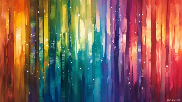 A spectrum rainbow watercolor background with a range of bright colors.