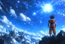 A stunning Goku Wallpapers scene where Goku prepares to unleash a Spirit Bomb under a starry sky.