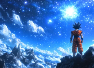 A stunning Goku Wallpapers scene where Goku prepares to unleash a Spirit Bomb under a starry sky.