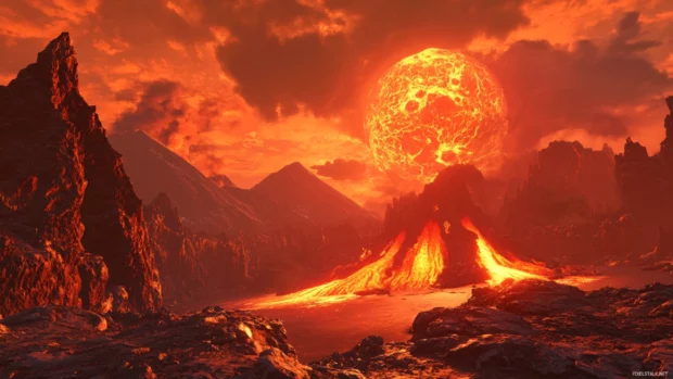 A stunning Volcanic Planet, perfect for those looking for Cool wallpapers for PC screen.