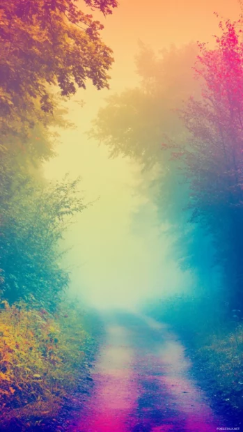 A symphony of colors in a hazy, dreamlike filter, a beautiful Retro Trippy image for iPhone.