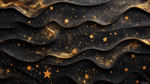 A velvet night draped in flowing gold star patterns, evoking the grandeur of gold star wallpaper hd and 4k.