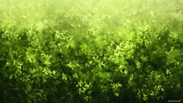 A watercolor background in fresh green features lively, vibrant hues.