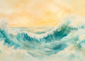 A watercolor background in gentle pastel features soft, muted colors.