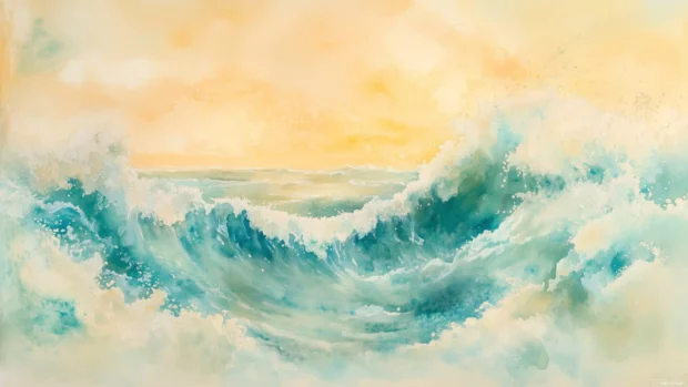 A watercolor background in gentle pastel features soft, muted colors.