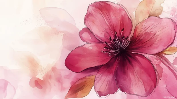 A watercolor background with intricate flowers featuring delicate, detailed hues.