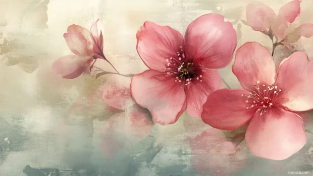 A watercolor background with intricate flowers featuring delicate details.