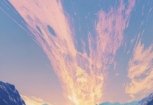 Abstract Android lock screen showing holographic landscapes bending in light.