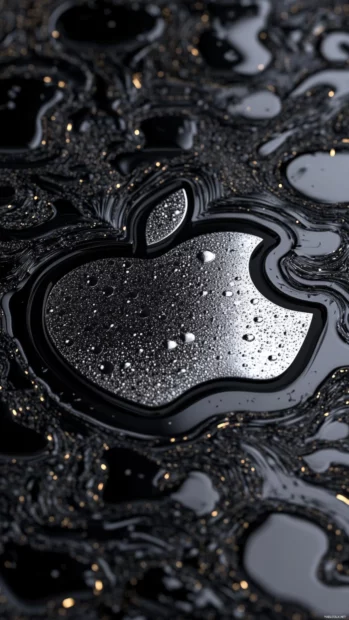 Abstract Apple iPhone Wallpapers highlighting silver Apple emblem on black.