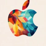 Abstract Apple logo made of colorful geometric shapes, playful Apple shapes wallpaper HD.