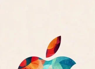 Abstract Apple logo made of colorful geometric shapes, playful Apple shapes wallpaper HD.