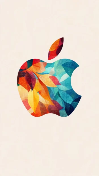 Abstract Apple logo made of colorful geometric shapes, playful Apple shapes wallpaper HD.