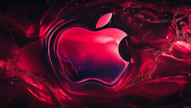 Abstract Apple silhouette merged with liquid style visuals in HD.